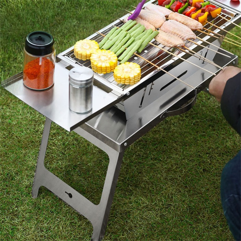 Laser Cutting Stainless Steel Folding Barbecue Outdoor Indoor Charcoal Carbon BBQ Grill Skewer Stove