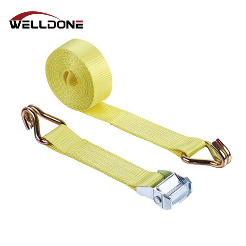 Zinc Alloy Cam Buckle Tie Down Lashing Strap with Double J Hook