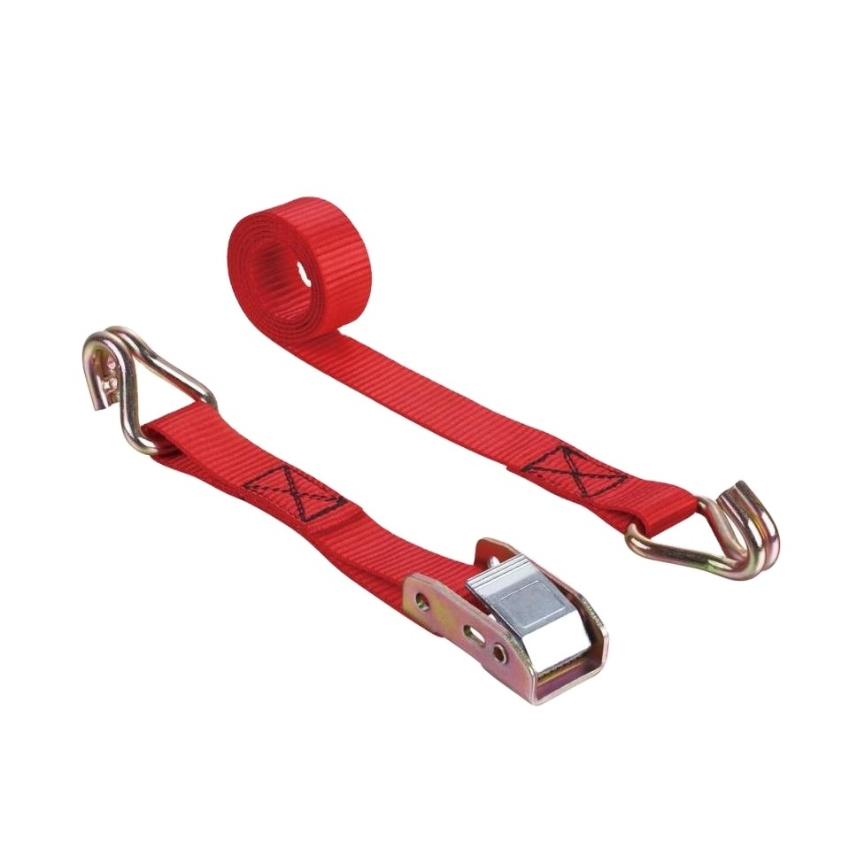 Zinc Alloy Cam Buckle Tie Down Lashing Strap with Double J Hook