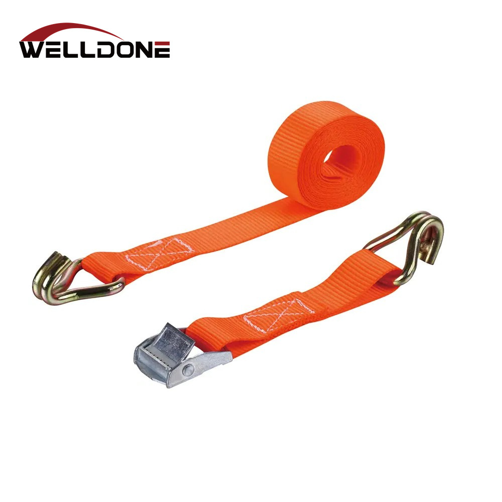 Zinc Alloy Cam Buckle Tie Down Lashing Strap with Double J Hook