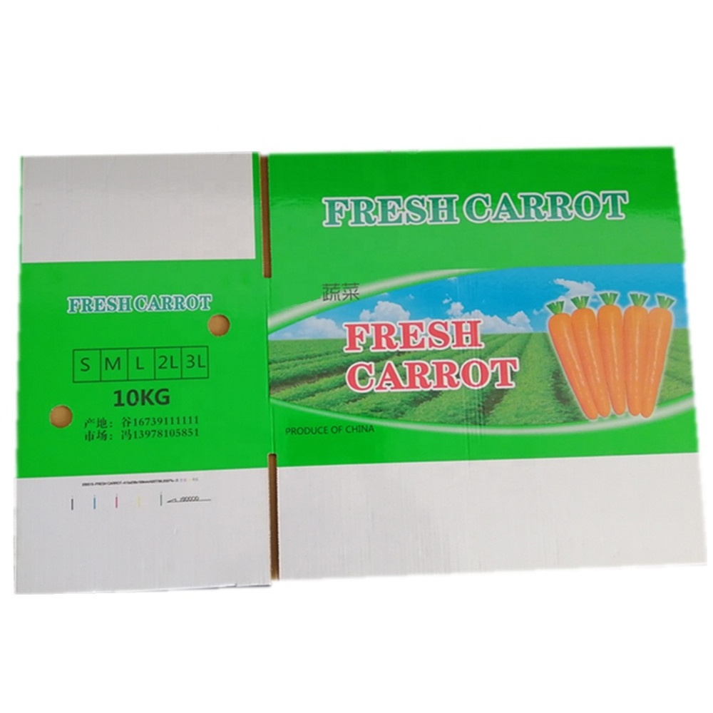 custom print durable B C E EE BE BC flute corrugated cardboard recycled kraft paper carrot boxes for fruits and vegetables