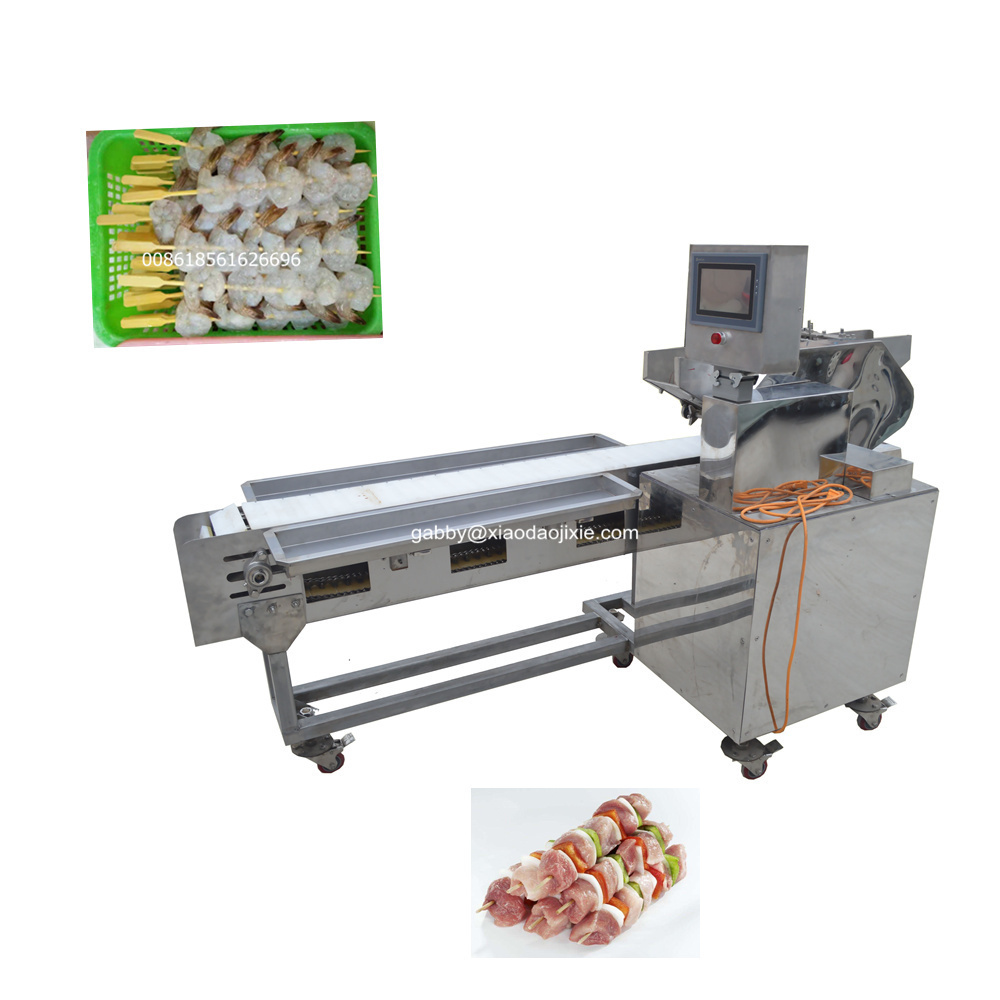 Automatic Kebab Meat Skewer Machine, Shrimp Skewer Machine, Bamboo Stick doner kabab skewering machine