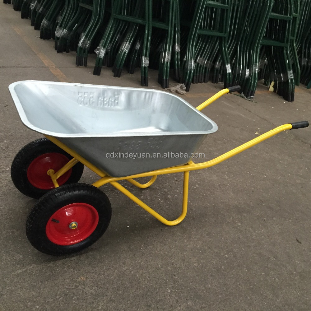 Double wheel construction tools galvernized tray wheelbarrow