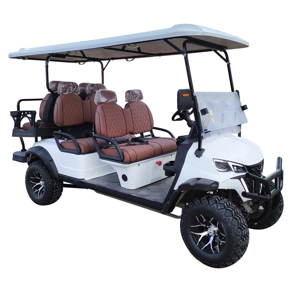 CE Approved 4+2 Seater long range 4 wheel club drive lithium Electric Golf Carts with folded back seat