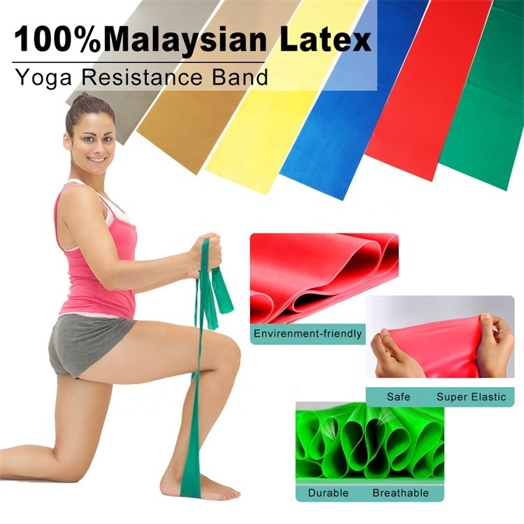 Natural Latex Fitness Tension Band Yoga Pilates Stretch Long Wide Flat Resistance Band Sets