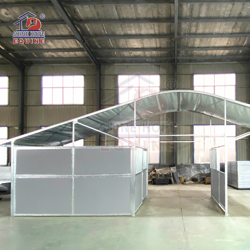 Steel structure HDPE panel horse stable stall portable horse stable door with optional roof