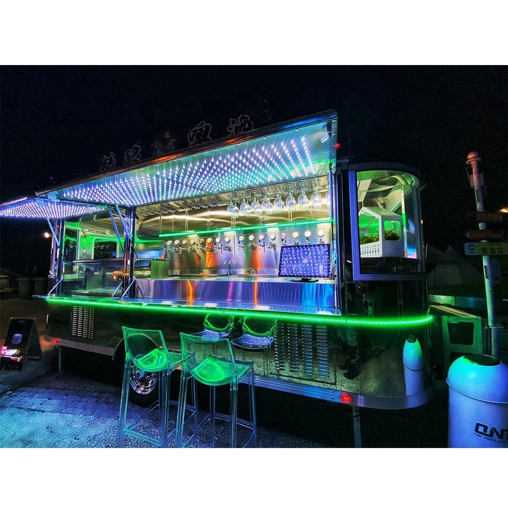 mobile bar beer ice cream food truck cart  for sale stainless Steel hot dog pizza coffee food trailer with kitchen equipment