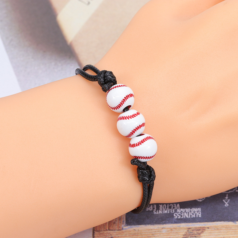 high quality baseball bracelet exercise baseball tennis ball basketball football pendant rugby brown waxed thread ball bracelet