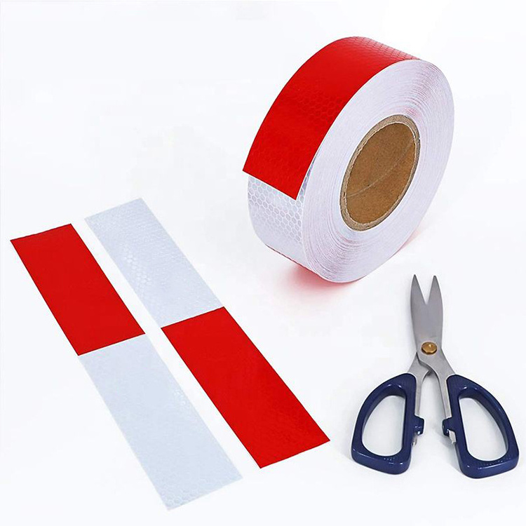 High Quality White And Red Conspicuity Highway Traffic 5cm Micro Prism Reflective Tape For Truck Sticker