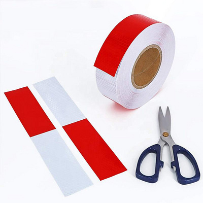 High Quality White And Red Conspicuity Highway Traffic 5cm Micro Prism Reflective Tape For Truck Sticker