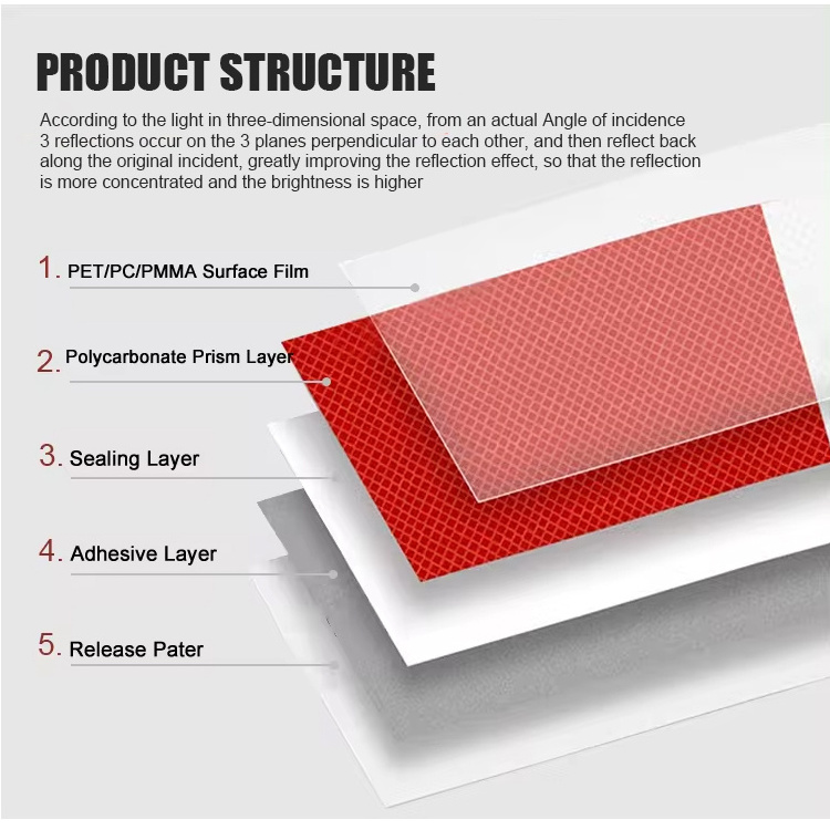 High Quality White And Red Conspicuity Highway Traffic 5cm Micro Prism Reflective Tape For Truck Sticker