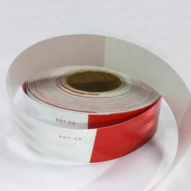 High Quality White And Red Conspicuity Highway Traffic 5cm Micro Prism Reflective Tape For Truck Sticker