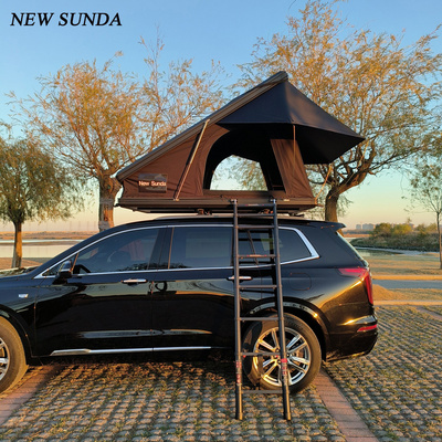 Wholesale price aluminium hard shell rooftop tent with skylight car camping tent roof top 2 person hard shell rooftop tent