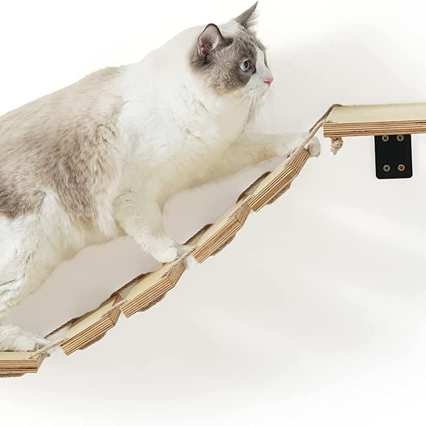 Hot sales wood tree cat wall bridge cat hammock and cat wall platform furniture  for climbing