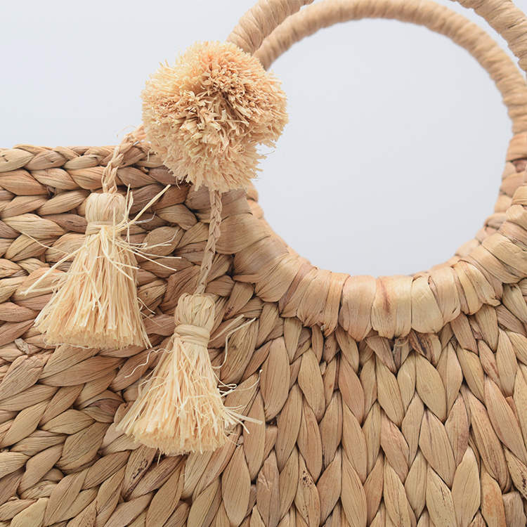 Factory wholesale luxury women woven straw tote bags 2024 raffia straw tote beach bag handmade woven straw beach bag