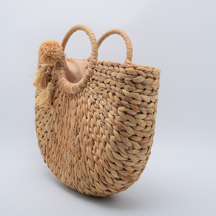 Factory wholesale luxury women woven straw tote bags 2024 raffia straw tote beach bag handmade woven straw beach bag