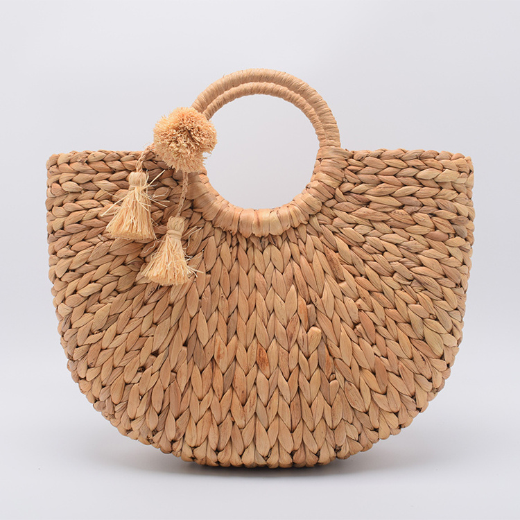 Factory wholesale luxury women woven straw tote bags 2024 raffia straw tote beach bag handmade woven straw beach bag