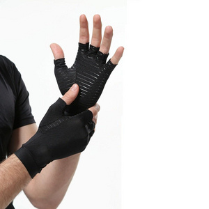 Copper comfortable anti-slip cycling riding sport half finger arthritis gloves