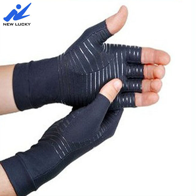 Copper comfortable anti-slip cycling riding sport half finger arthritis gloves