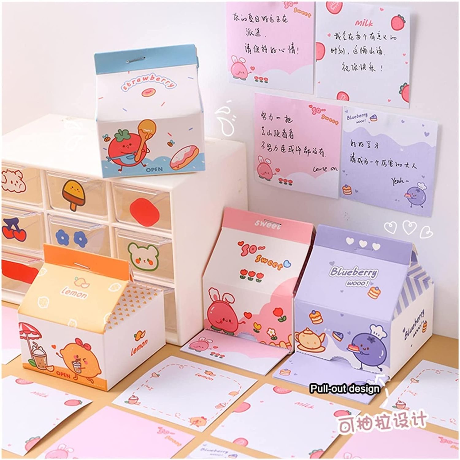 High Quality Custom logo Printed memo pad sticky note condensed milk carton Cute paper packaging for Message Paper