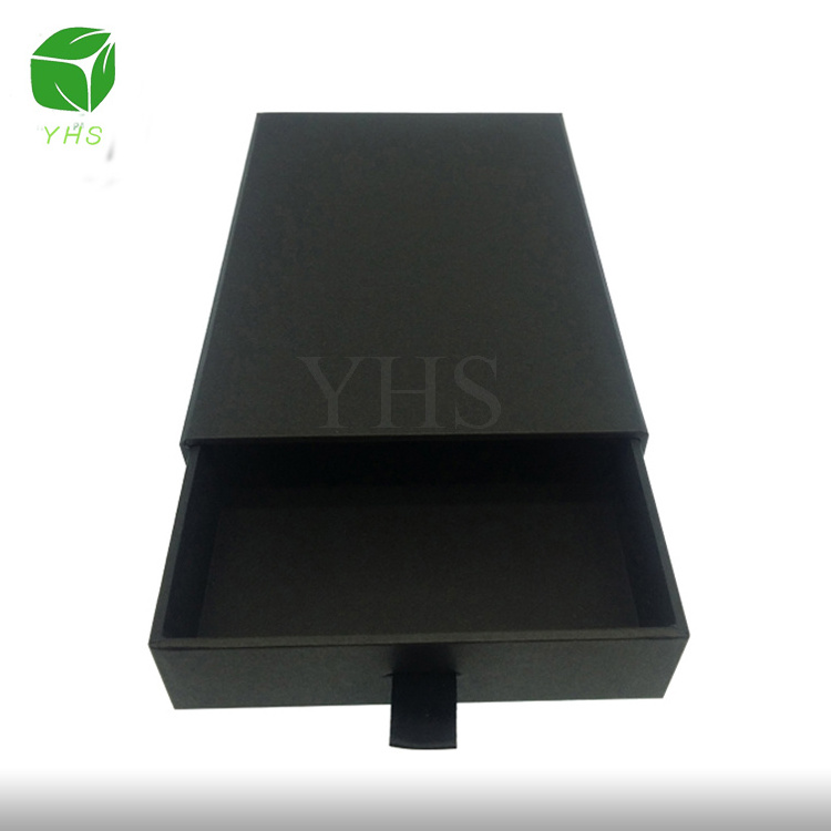 Custom Logo Printed Retail recycblematt black luxury cardboard slide out sliding drawer paper board clothes gift packaging box