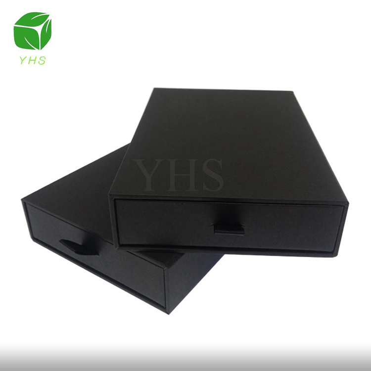 Custom Logo Printed Retail recycblematt black luxury cardboard slide out sliding drawer paper board clothes gift packaging box