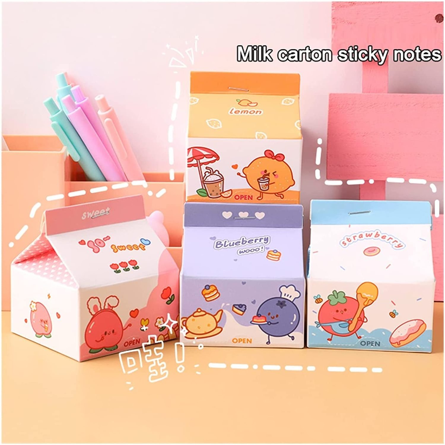 High Quality Custom logo Printed memo pad sticky note condensed milk carton Cute paper packaging for Message Paper