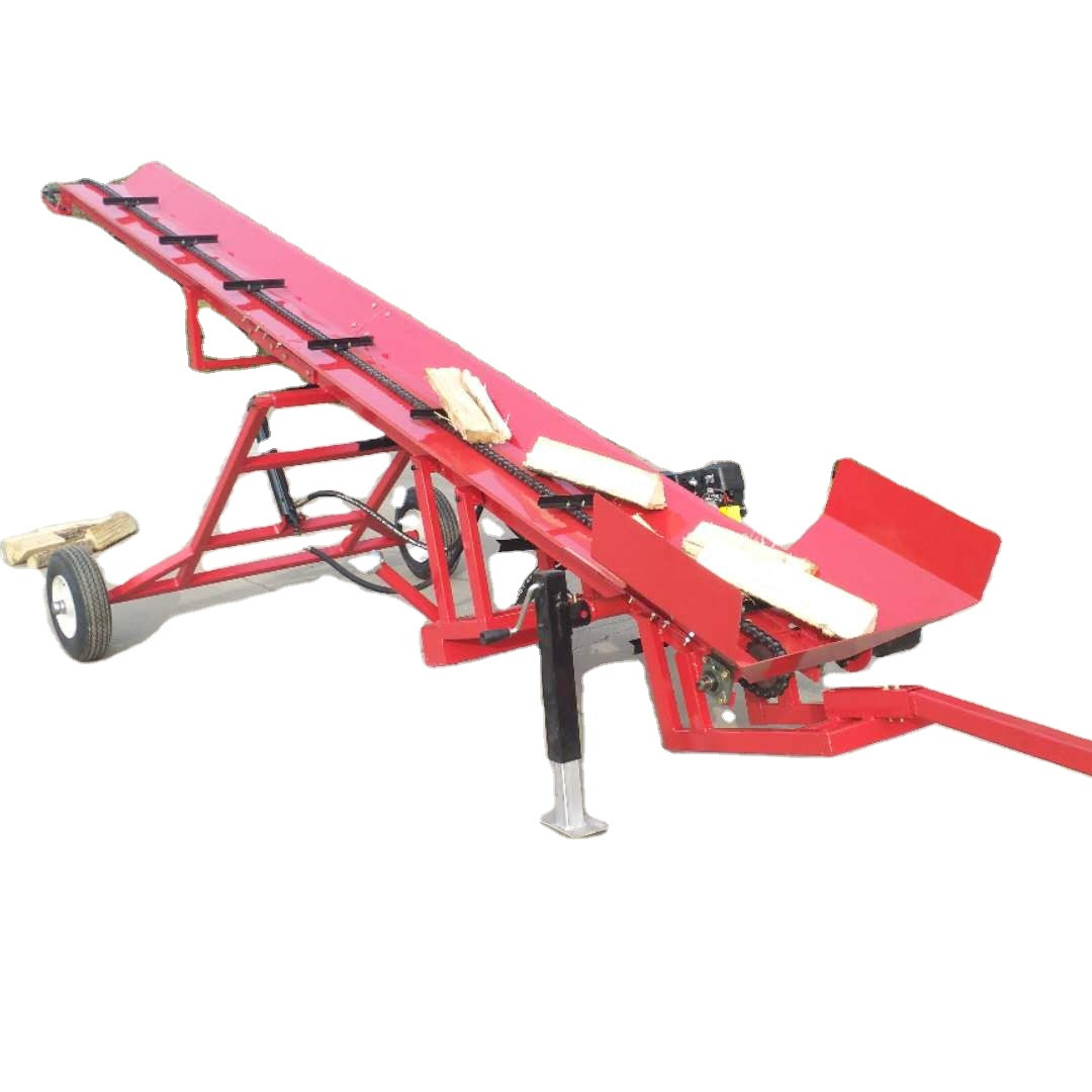 Petrol Engine Log Wood Conveyor Atv Firewood Conveyor Belt Rubber Agricultural Elevator Machine