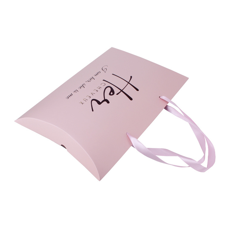 Custom Cheap LOGO Printed Cosmetic Bundle Wigs Paper Pillow Box Packaging for Hair Extensions With Handle