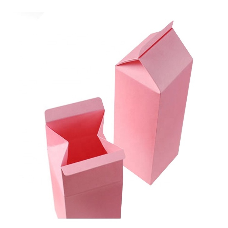 Custom Printing Kraft Card Paper Gift boxes Pink Color Milk Shape Packaging Paper Box