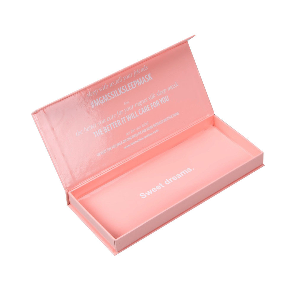 High quality custom printed glossy silk sleep eye mask gift packaging box