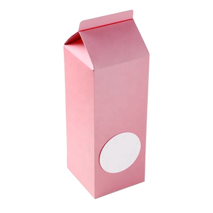 Custom Printing Kraft Card Paper Gift boxes Pink Color Milk Shape Packaging Paper Box