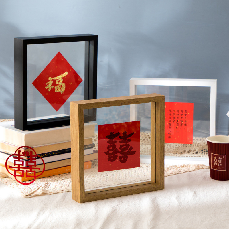 Wholesale  Double-sided Glass Wooden Picture Frames Tables Art Frame Customized Europe Style Photo Frame