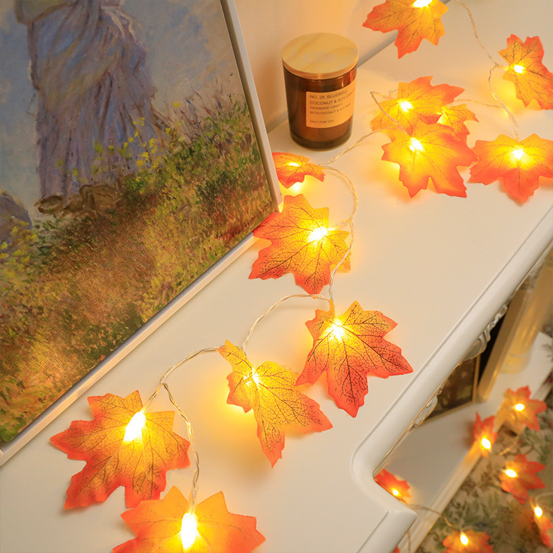 Maple Leaves Fall Led Lights string Battery Operated Waterproof Fall Autumn Halloween Thanksgiving Home Outdoor Decoration