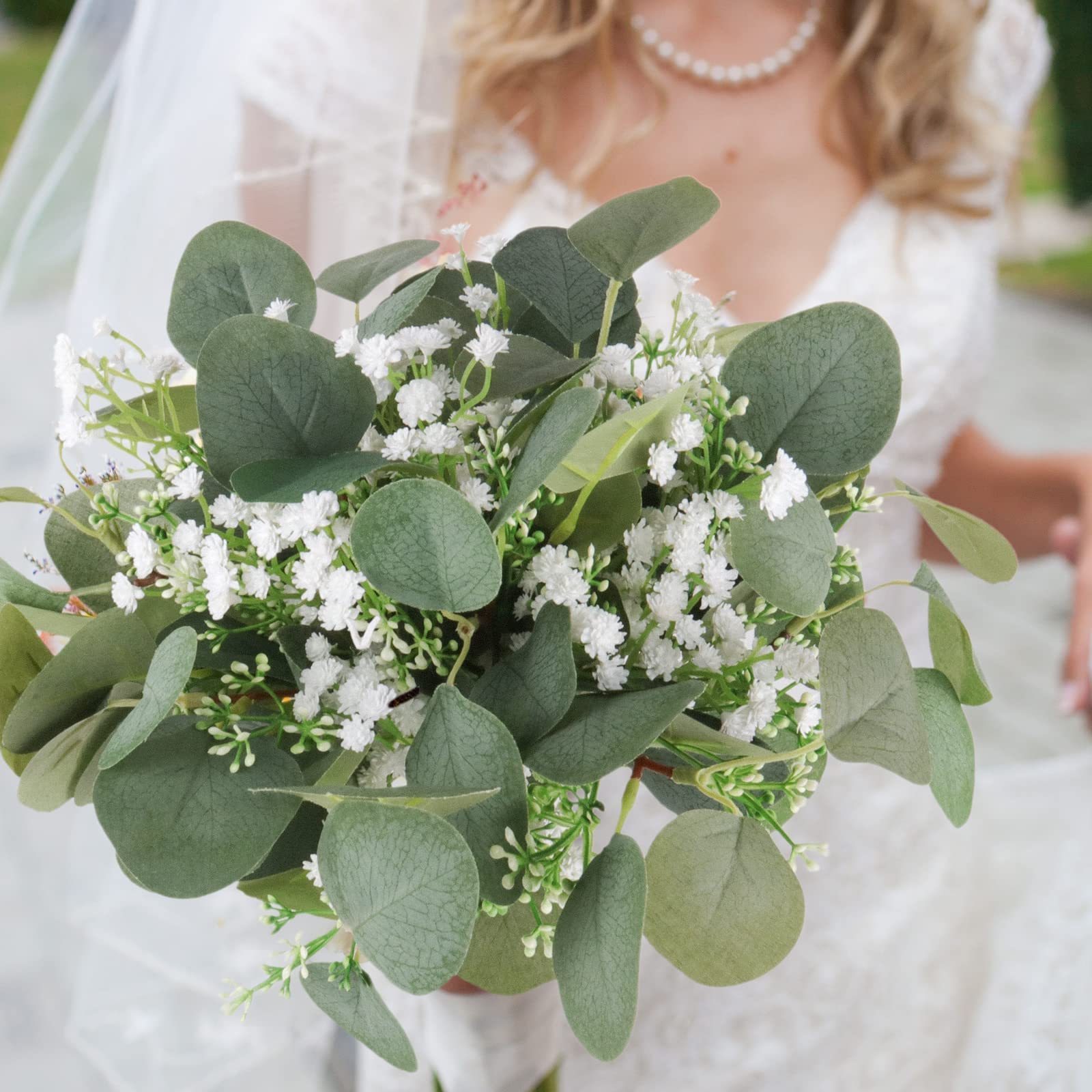 Artificial Flowers Faux Greenery Wedding Decor Eucalyptus Leaves Baby Breath Flower Artificial Baby Breath Bouquet Wedding