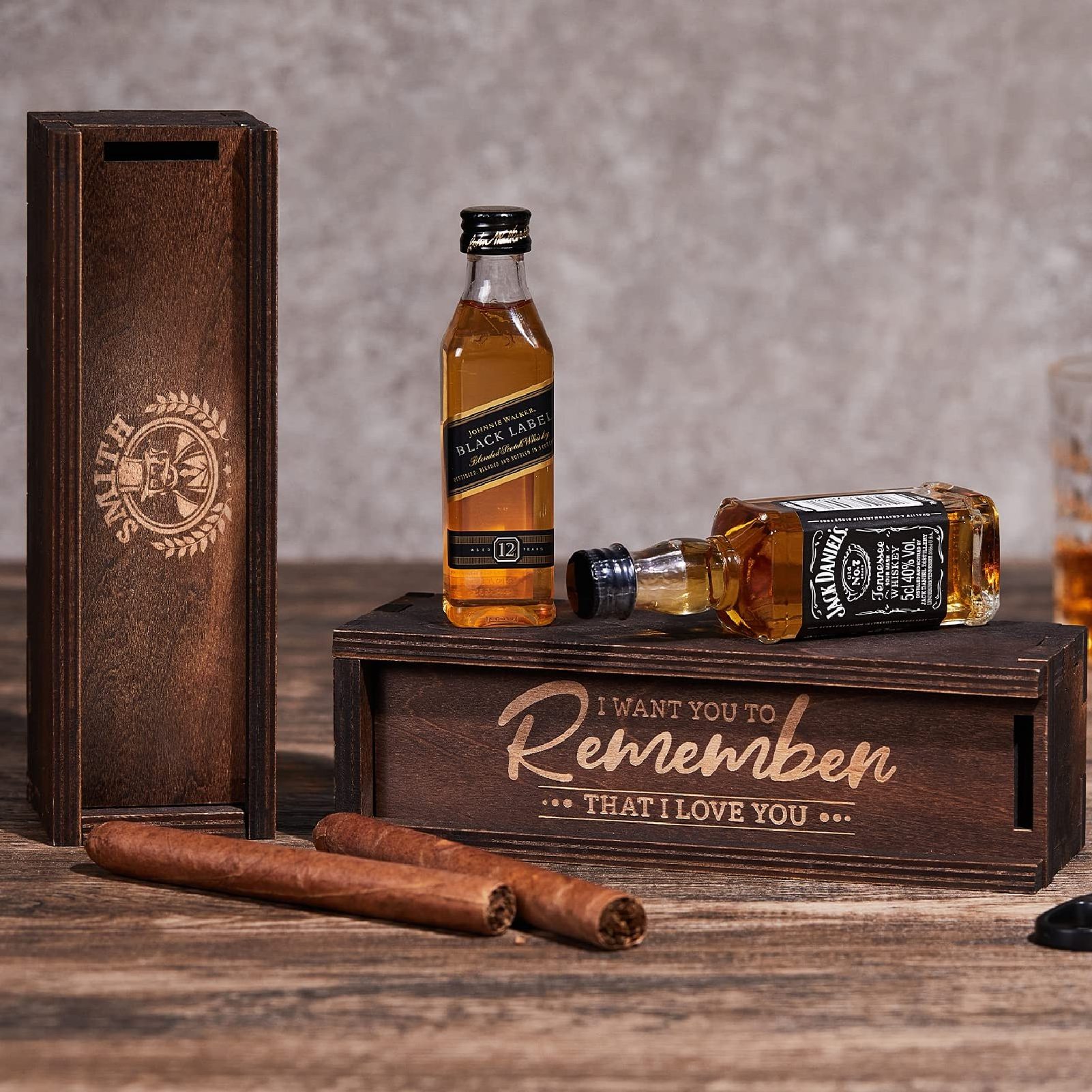 Cigar whisky Packaging Wood case Gift Box Groomsmen Gifts Wedding Bridal Party Anniversary Birthday Boyfriend Gifts Dad Husband