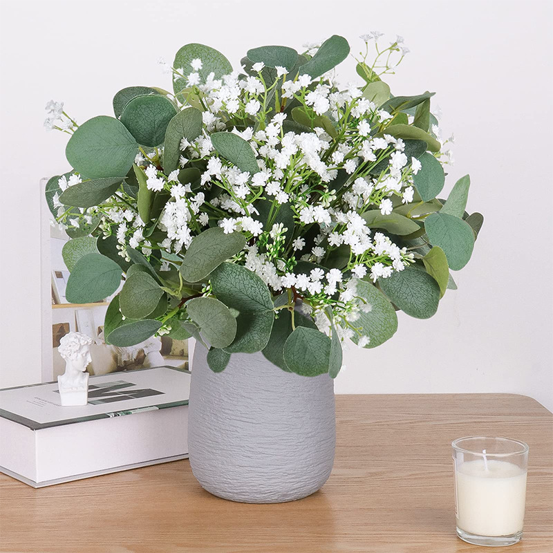 Artificial Flowers Faux Greenery Wedding Decor Eucalyptus Leaves Baby Breath Flower Artificial Baby Breath Bouquet Wedding