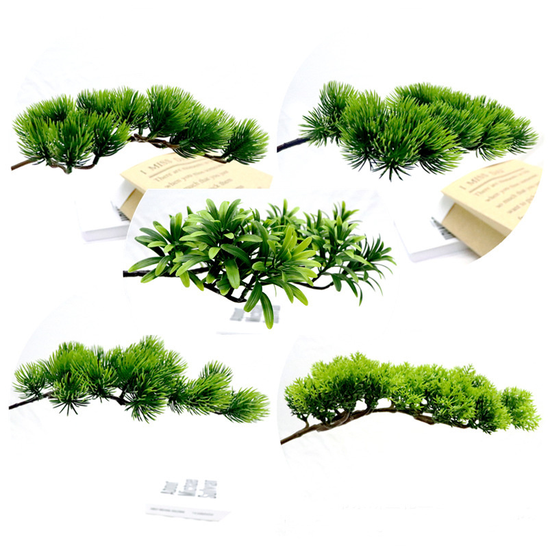 Artificial Plant Wholesale Plastic Green pine branch Home Hotel Garden Decor fake Artificial bonsai branch