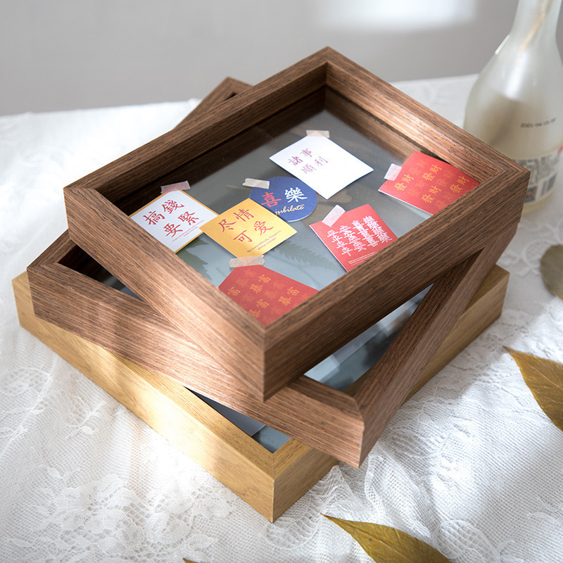 Wholesale  Double-sided Glass Wooden Picture Frames Tables Art Frame Customized Europe Style Photo Frame