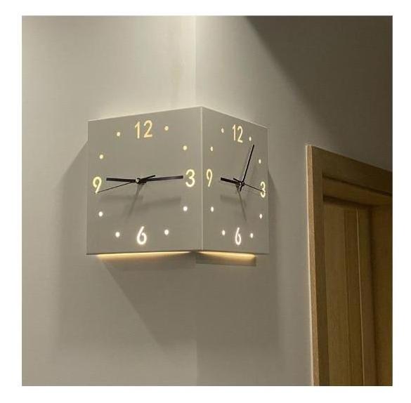 Modern luminous Corner Wall Clock Square Livingroom Decoration Simple Double Sided Clock Induction luminous Corner Wall Clock