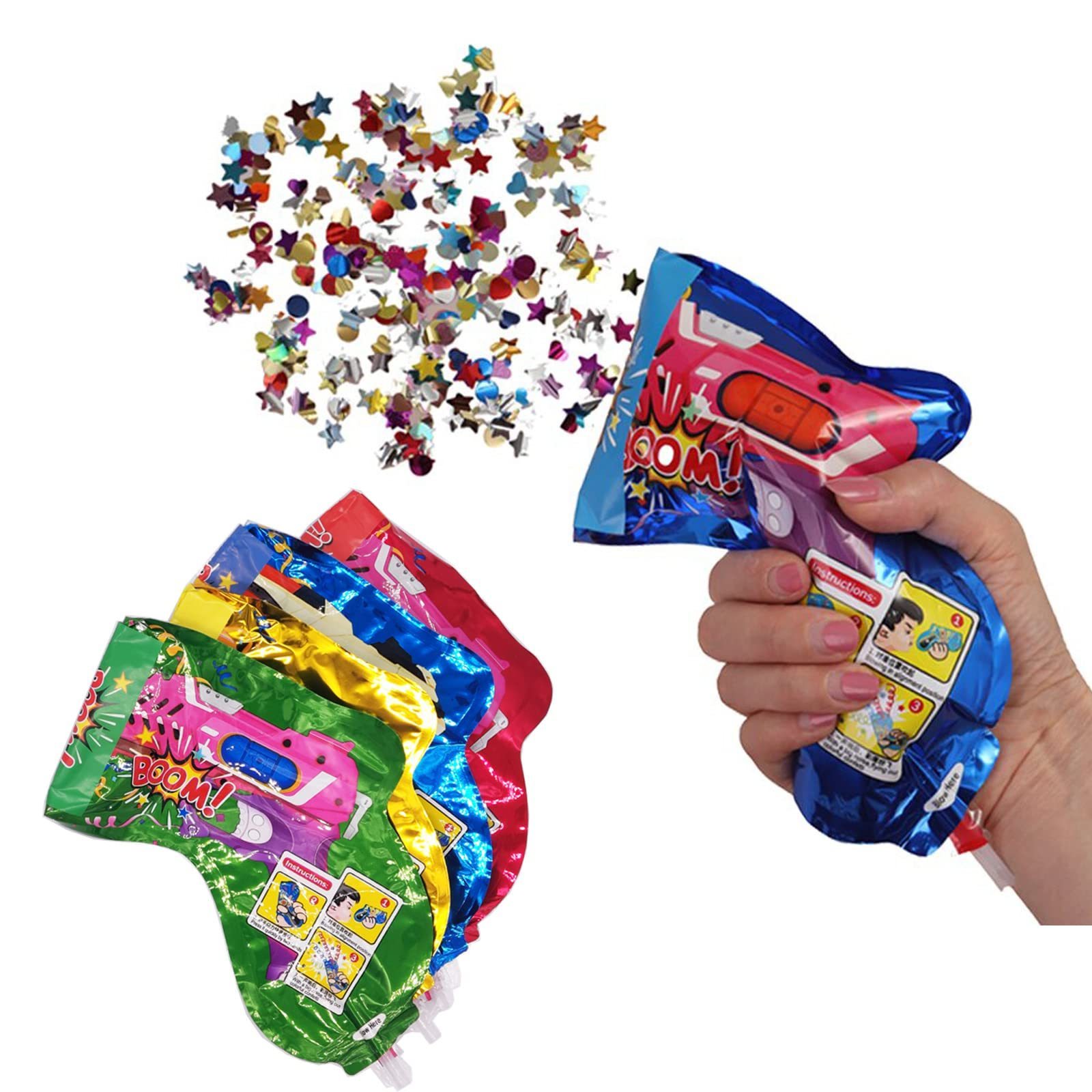 Confetti Fireworks Handheld Gun Inflatable Foil Handheld Confetti Children's Toy Game Firework Gun For Birthday Party Graduation