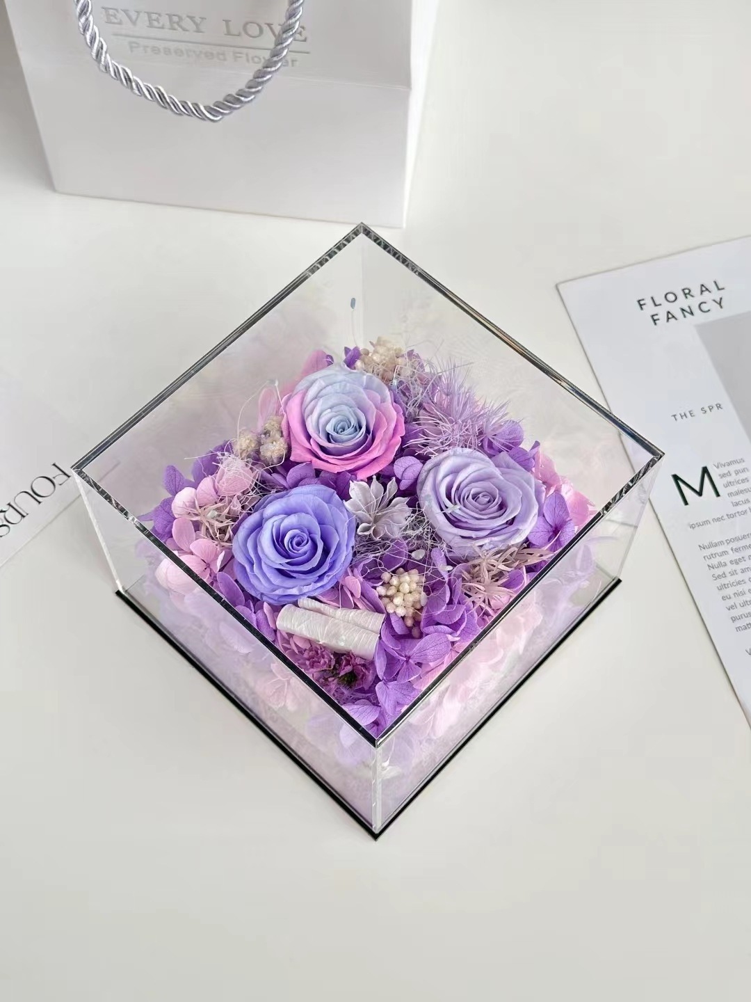 Gifts for women Rosa Eterna Flower Valentines Day Gift Box Forever Real Natural Everlasting Immortal Rose in Acrylic Box