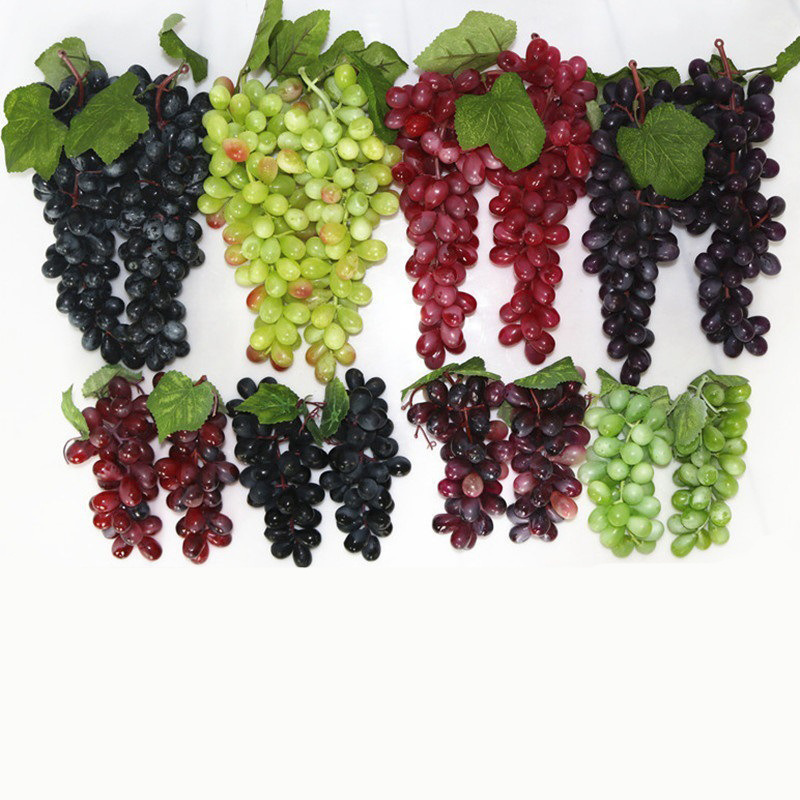 Hanging Grape Leaves Real Touch High Simulation Crafts Plastic Faux Artificial Fruits Simulation Grape