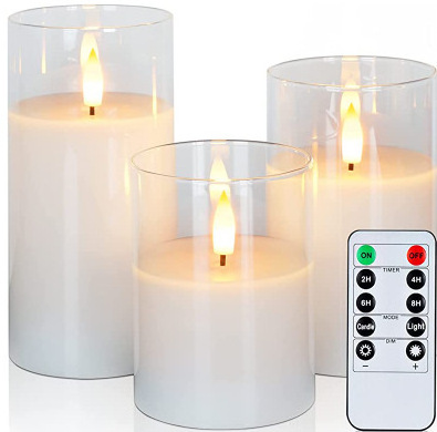 Flameless LED Candles with Timer Flickering Flameless Candles Home Decoration with Embedded Star String Battery Operated Candles