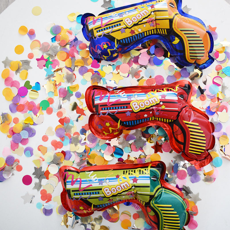 Confetti Fireworks Handheld Gun Inflatable Foil Handheld Confetti Children's Toy Game Firework Gun For Birthday Party Graduation