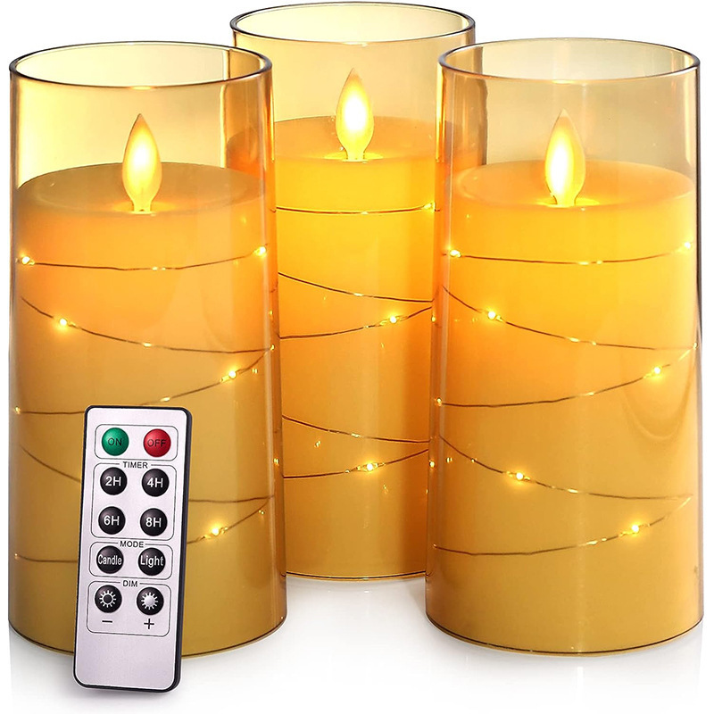 Flameless LED Candles with Timer Flickering Flameless Candles Home Decoration with Embedded Star String Battery Operated Candles