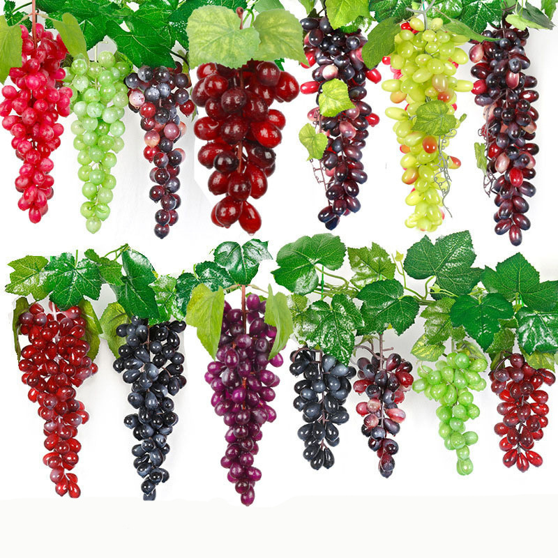 Hanging Grape Leaves Real Touch High Simulation Crafts Plastic Faux Artificial Fruits Simulation Grape