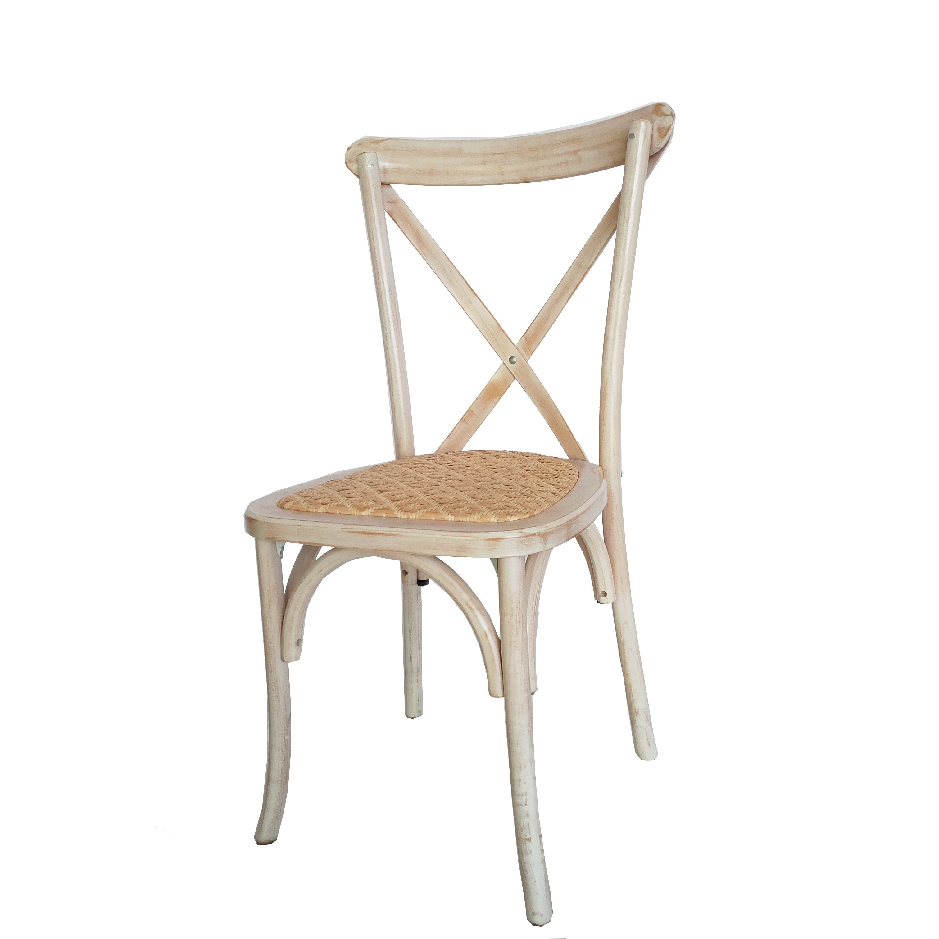 Wholesales French Bistro Style Timber Cross Back Chair  Dinning Chair wishbone  cheap wedding chairs