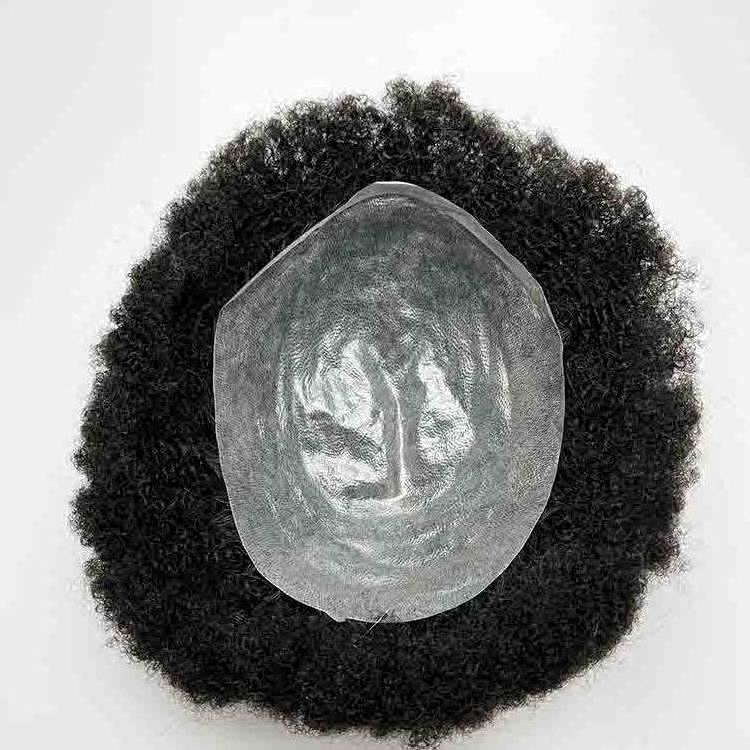 Wholesale Full Skin Base Curly Toupee Human Hair Wigs Curly  Afro Men's Replacement System Hairpieces