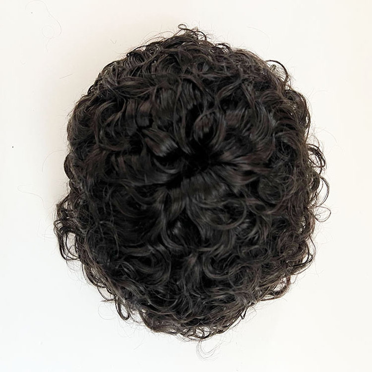 Wholesale Natural Black Short Curly Toupee Brazilian Cuticle Aligned Raw Virgin Hair Men Toupee